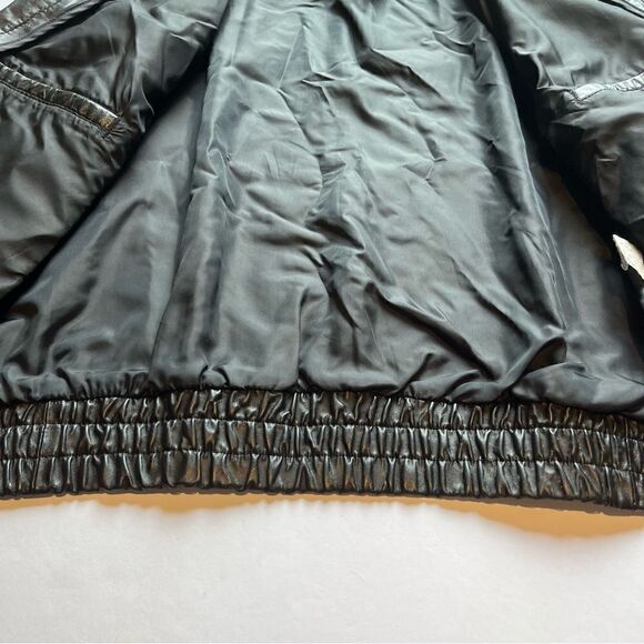 Men's Black Leather Jacket Waist Length Size 44 Bomber - Picture 8 of 12